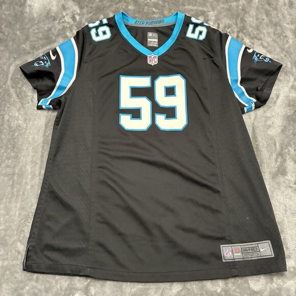 Nike On-Field NFL Football Jersey Womwns XXL Black Carolina Panthers #59 Kuechly - Picture 1 of 9